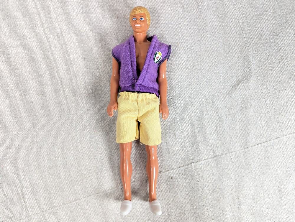 Vintage 1968 Mattel Ken Doll with 1969 Tennis Anyone Ensemble Purple Vest Shorts